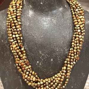 Silpada Freshwater Pearl 8 Multi Strand Copper Tone Statement Necklace